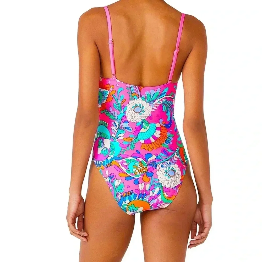 Kate Spade Sea Garden One Piece Underwire Swimsuit - Size S - Radiant Pink - NWT